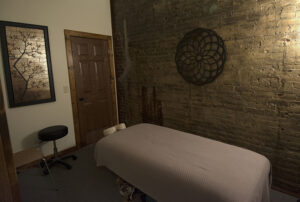 Massage table at Infinity Chiropractic & Wellness Center in downtown Winona, Minnesota.