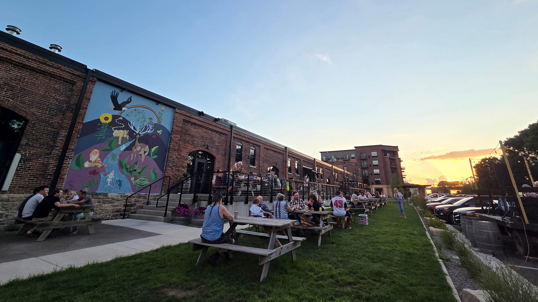 Two Fathoms Brewing Patio Sunset Winona Minnesota Craft Beer